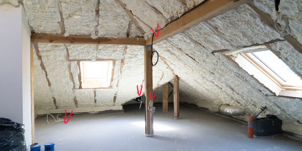 Roof showing insulation material being installed