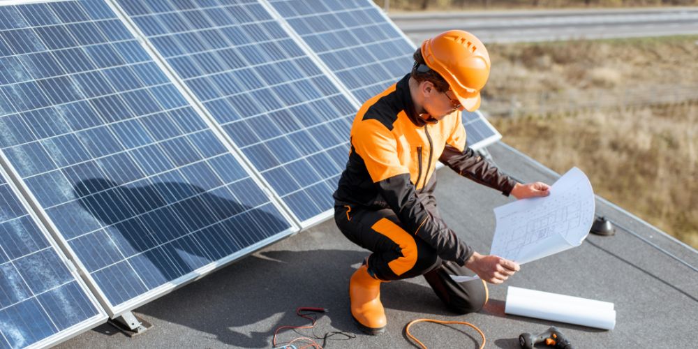 A man looking at solar plan