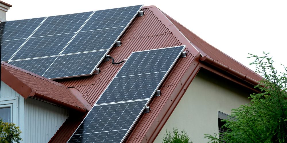 A roof with solar panel